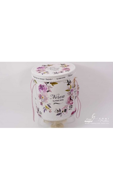 Trusou botez cu flori roz si mov Purple Flowers 12